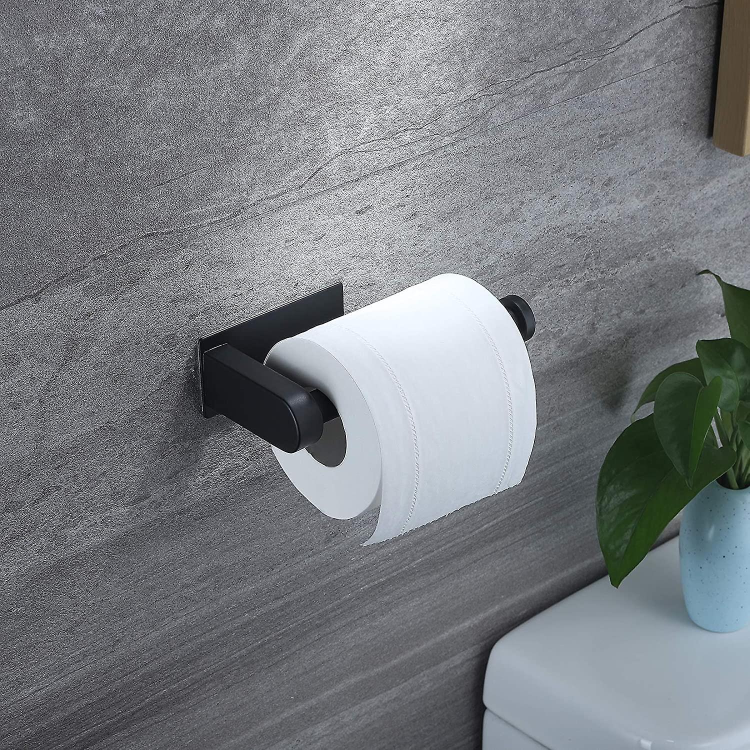 Toilet Paper Holder Self Adhesive - Black Toilet Roll Holder Adhesive Toilet Tissue Holder Stick On Wall For Bathroom And Kitchen， Sus 304 Stainless S