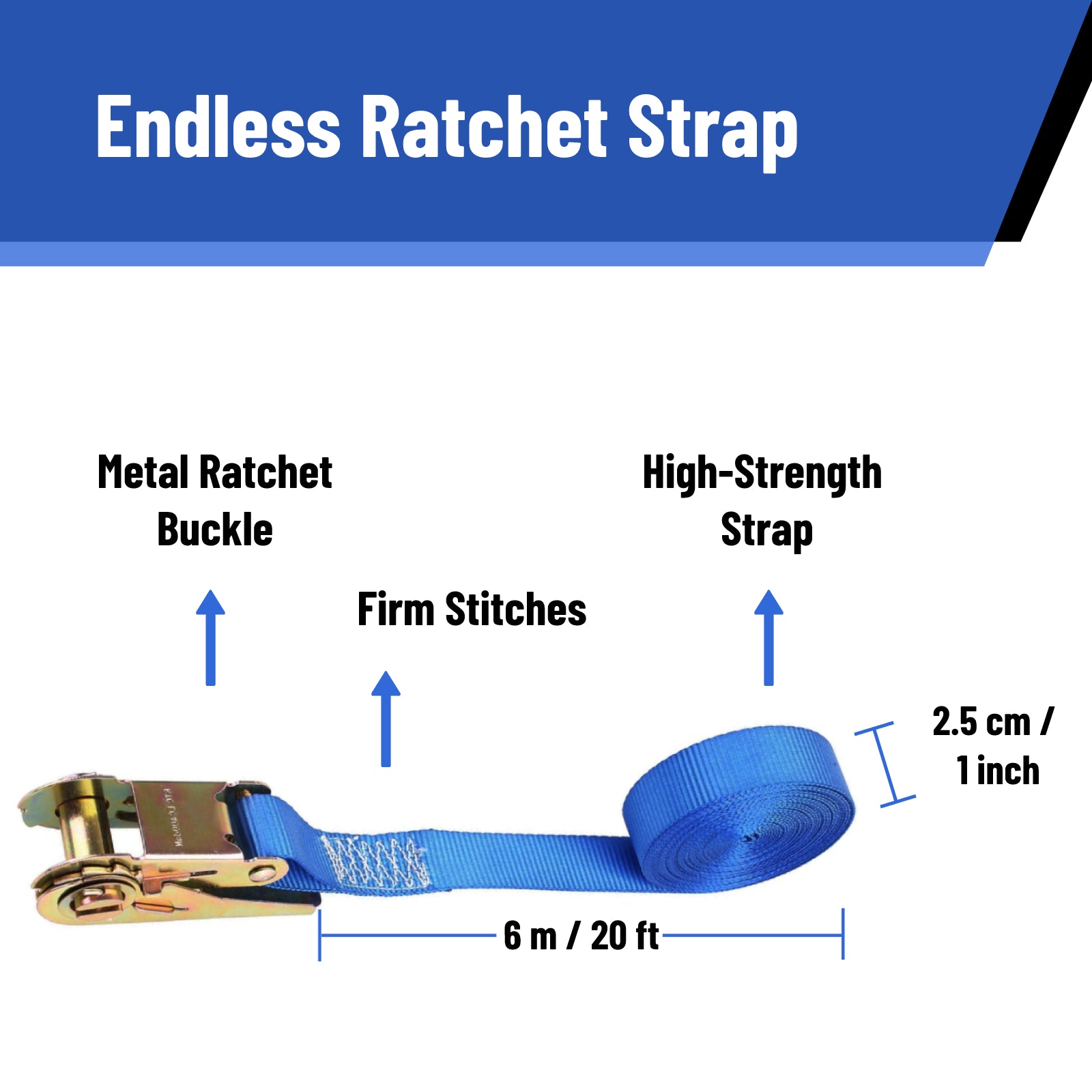 10 Pcs Ratchet Straps, 20 FT Ratchet Tie Down Straps, Endless Ratchet Straps, 1700 LB Break Strength, for Bundling Goods & Transporting Luggage Motorcycle