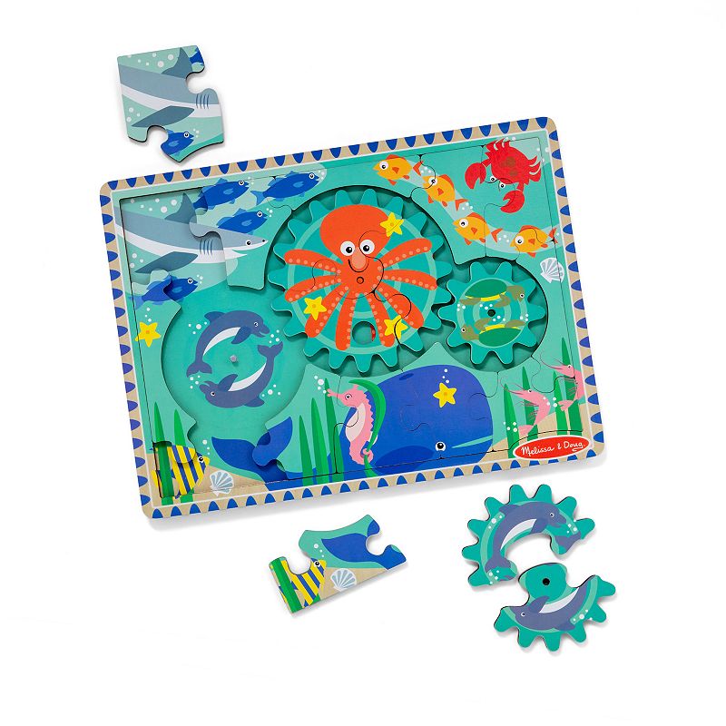 Melissa and Doug Wooden Underwater Jigsaw Spinning Gear Puzzle