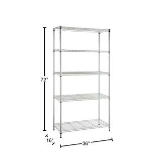 HDX 5-Tier Steel Wire Shelving Unit in Chrome (36 in. W x 72 in. H x 16 in. D) 21656CPS