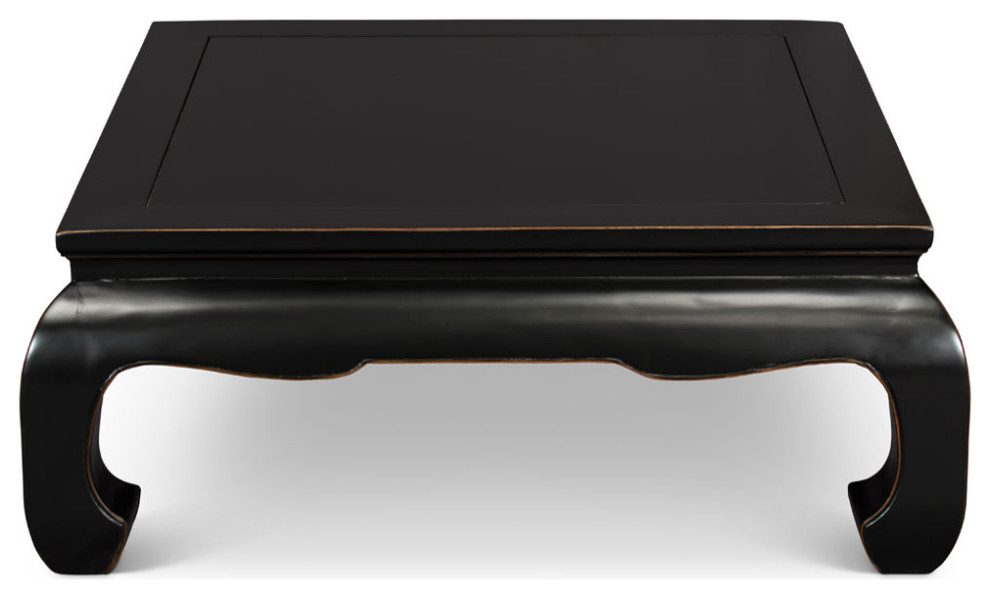 Distressed Black Elmwood Chinese Ming Chow Square Coffee Table   Asian   Coffee Tables   by China Furniture and Arts  Houzz