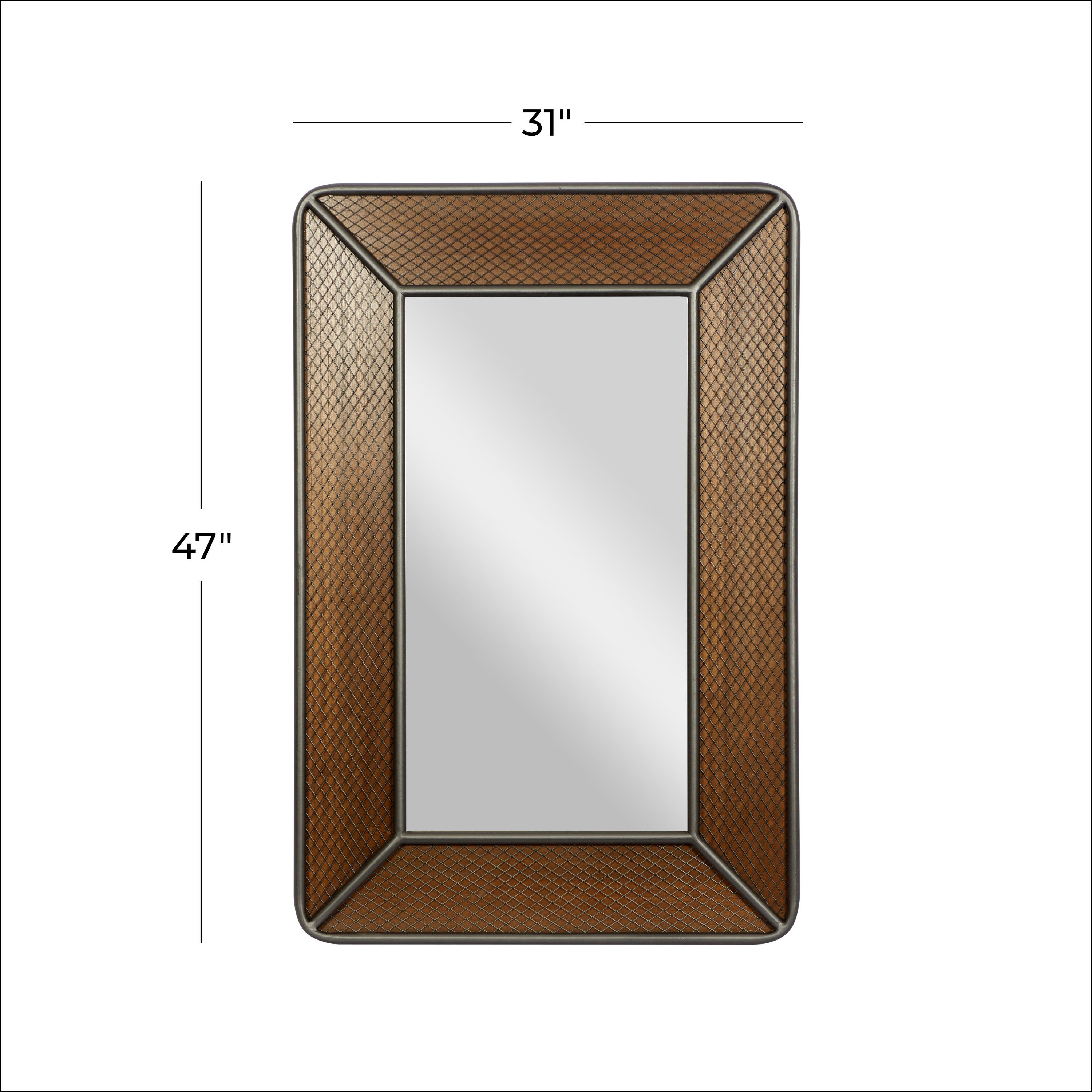 Brown Wood Industrial Wall Mirror 31quot x 47quot