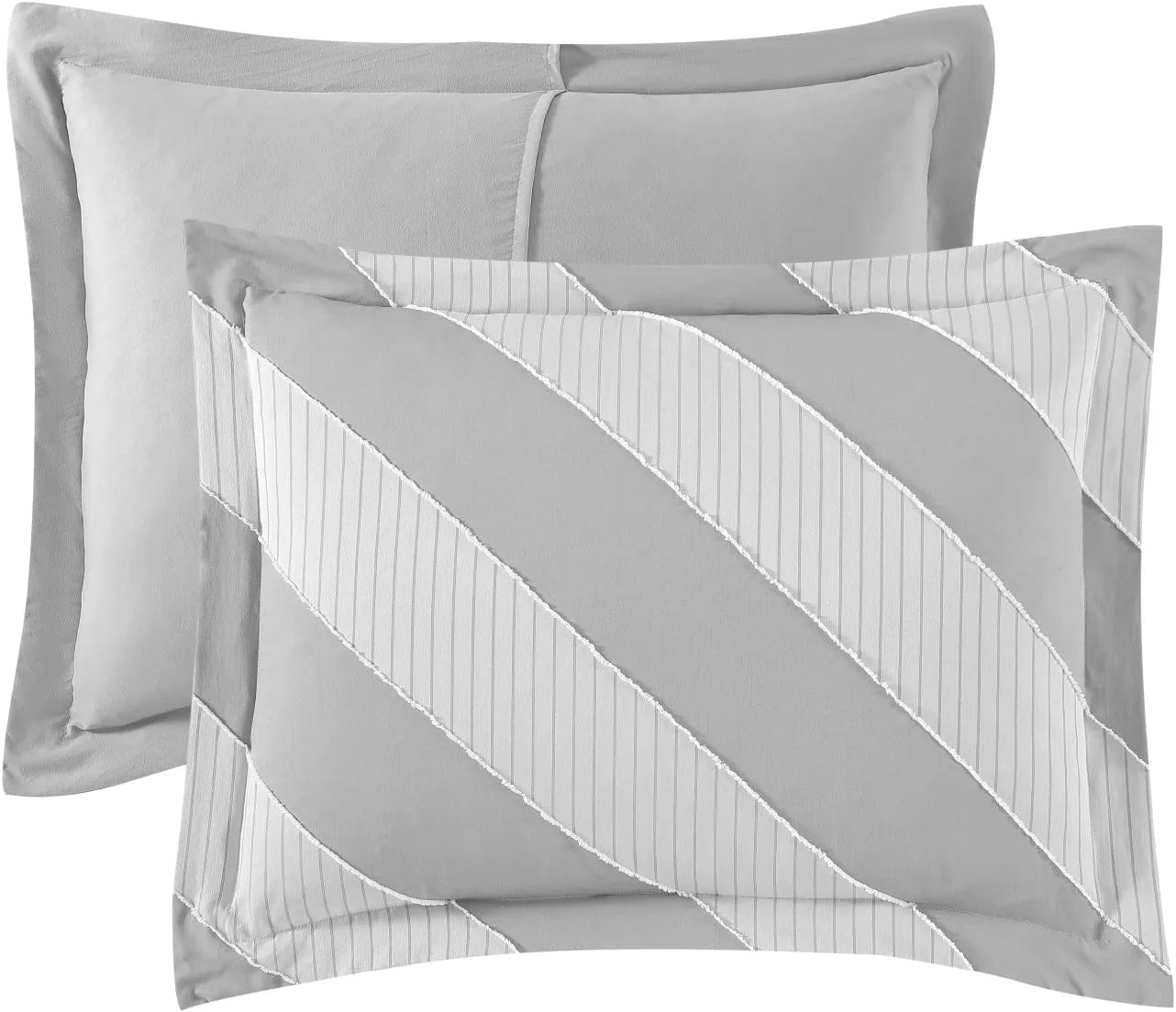 Walensee Queen Clipped Jacquard Stripe Comforter Set， 3 Pieces Bed Comforters， 90