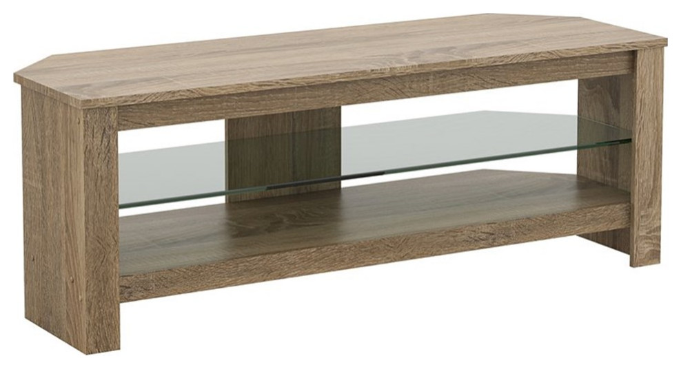 AVF Wood and Glass TV Stand for most TVs 27 quotto 55 quotin Rustic Sawn Oak   Transitional   Entertainment Centers And Tv Stands   by Homesquare  Houzz