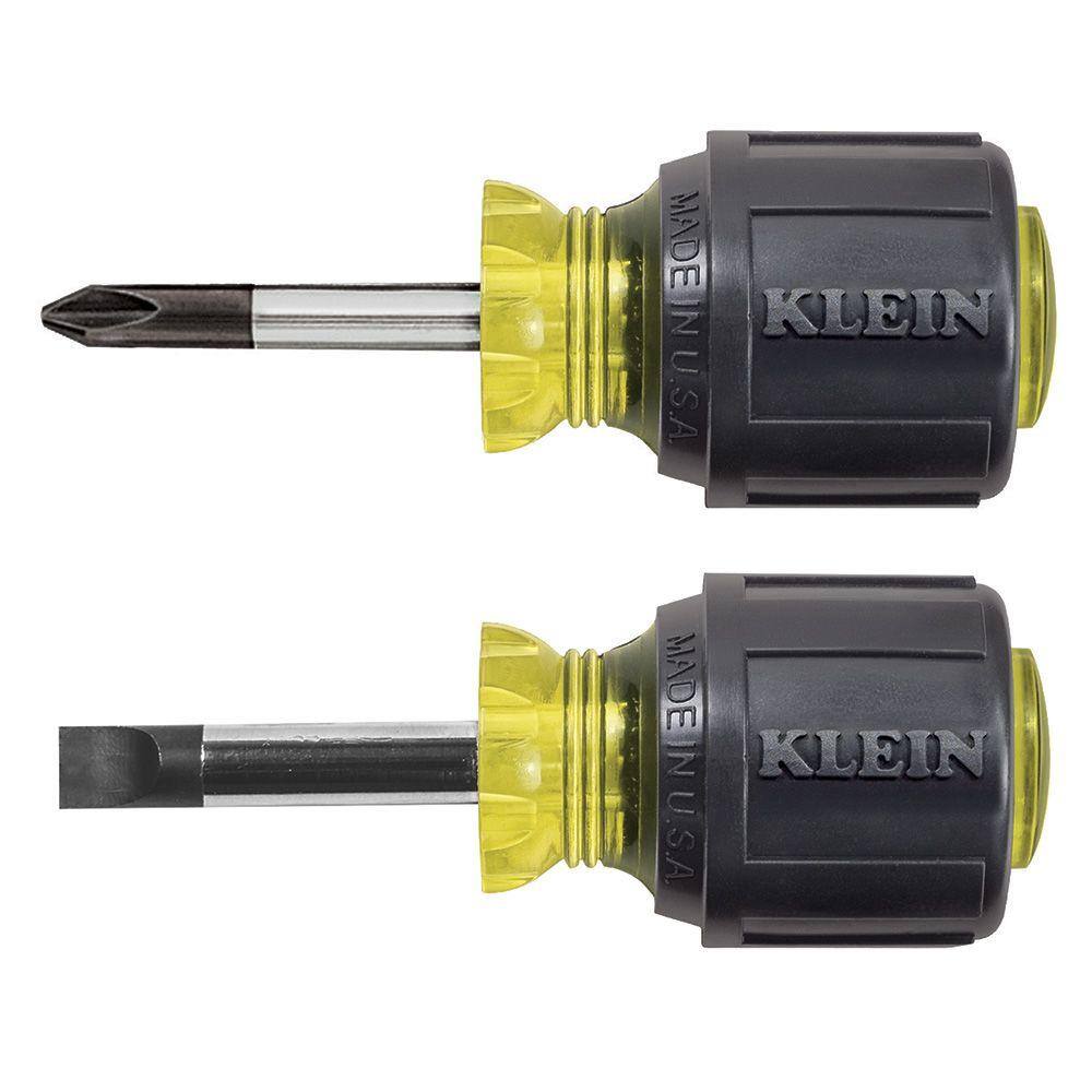 Klein Tools 2-Piece Stubby Screwdriver Set- Cushion Grip Handles 85071