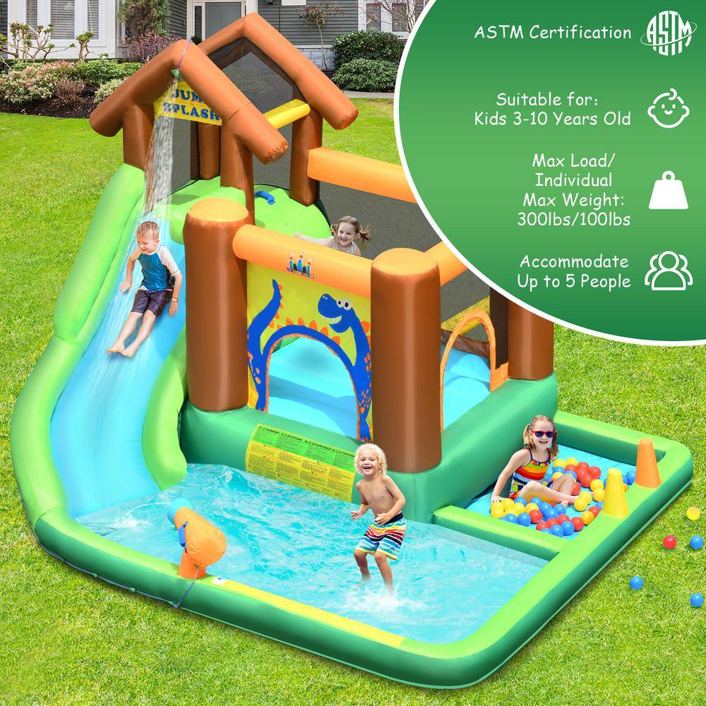 Costway Fabric Inflatable Waterslide Bounce House Climbing Wall without Blower OP70797US