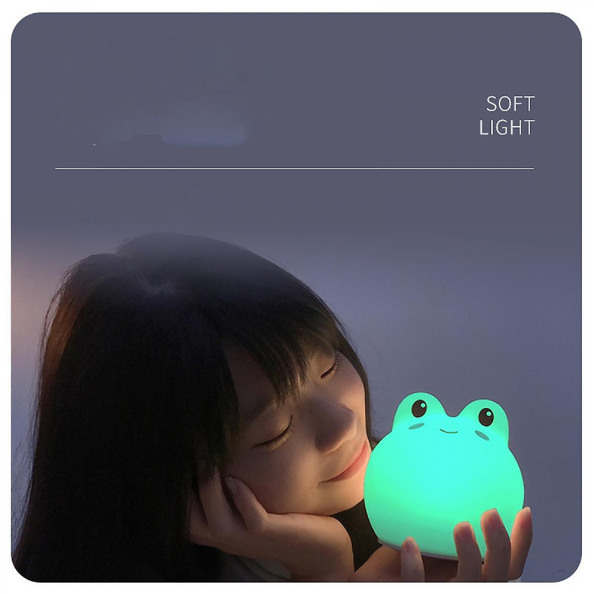 Night Light Kids， Baby Night Light-cute Baby Silicone Touch Frog Light With 7 Colors Changing， Usb Rechargeable  For Children Christmas Gifts