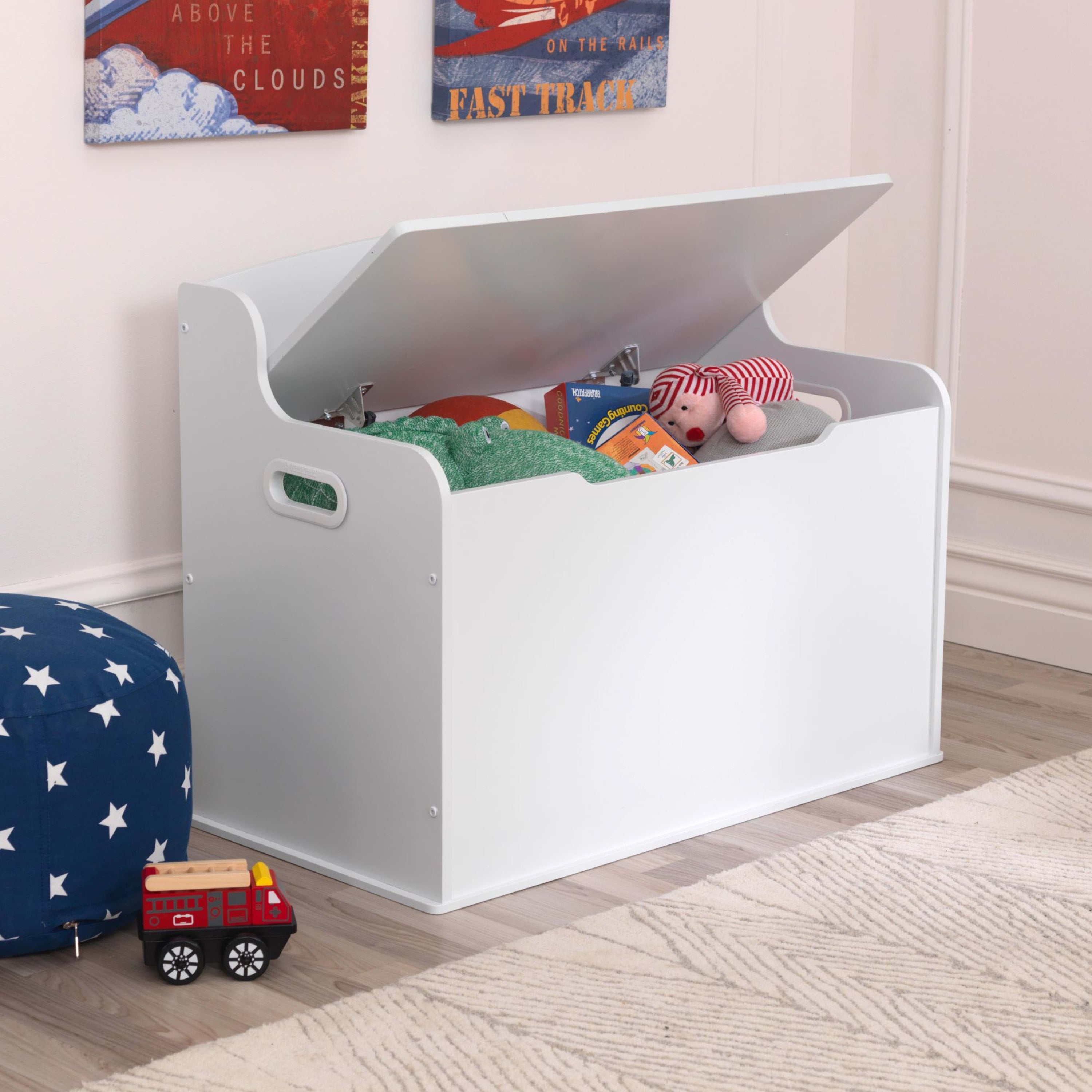 KidKraft Fill with Fun Wood Toy Box or Bench, White