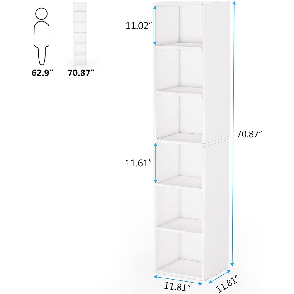 70.9 Inch Tall Narrow Bookcace  6 Tier Open Bookshelf