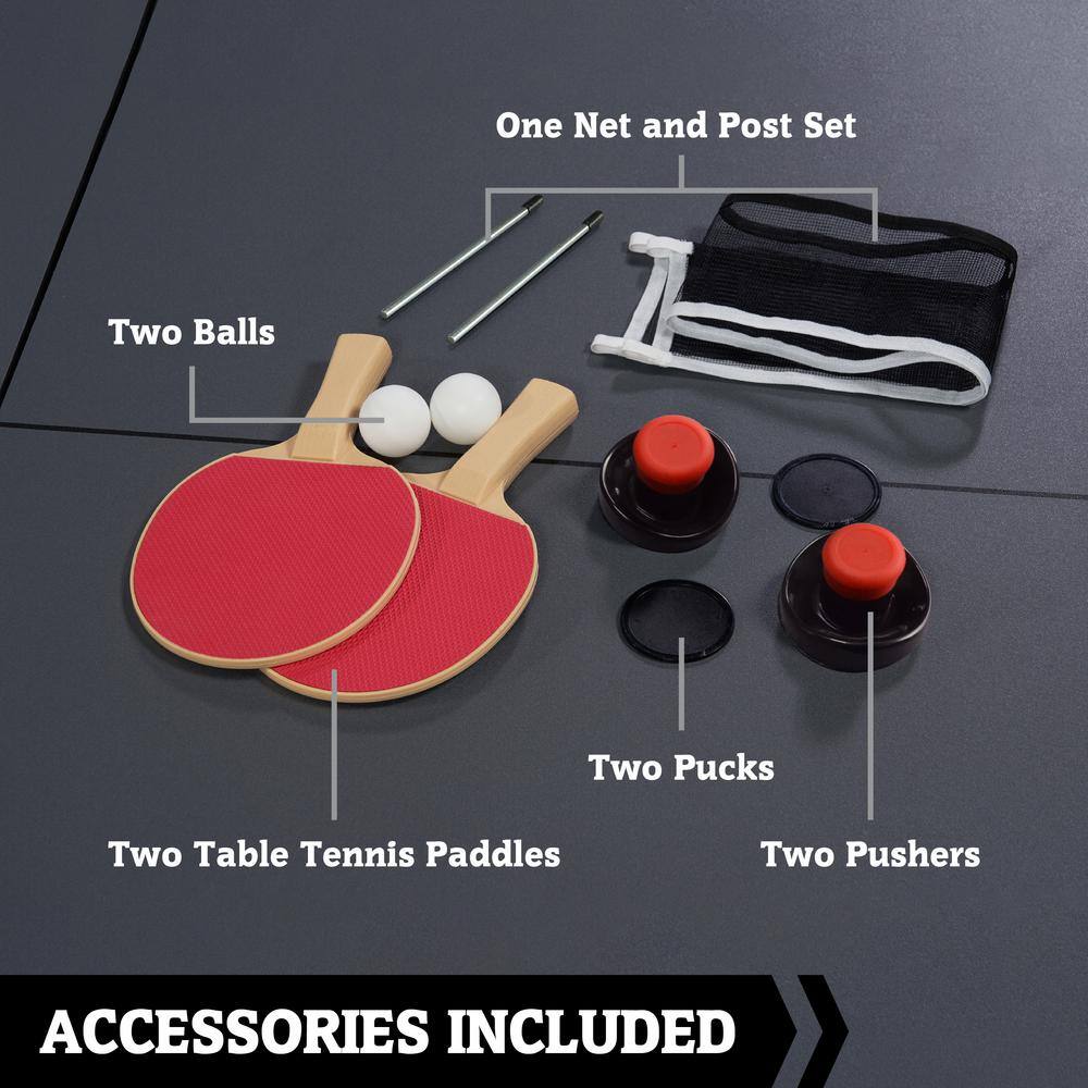 HALL OF GAMES 66 in. Air Powered Hockey with Table Tennis Top AH066Y23003