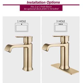 PROOX Single Handle Single Hole Bathroom Faucet with Brass Deckplate and Drain Assembly in Brushed Gold PRAA311BG