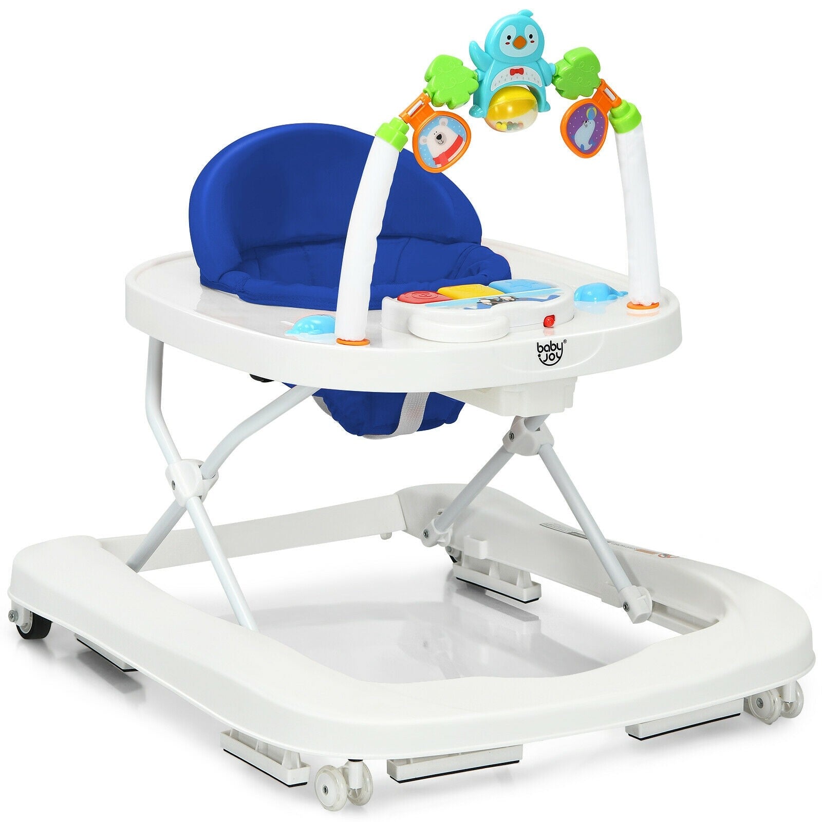 BABY JOY Baby Walker, 2 in 1 Foldable Activity Behind Walker with Adjustable Height & Speed