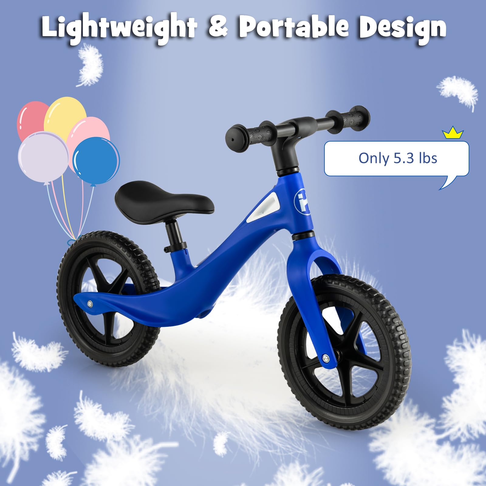 BABY JOY Kids Balance Bike, Lightweight Toddler Bicycle with Rotatable Handlebar & Adjustable Seat Height