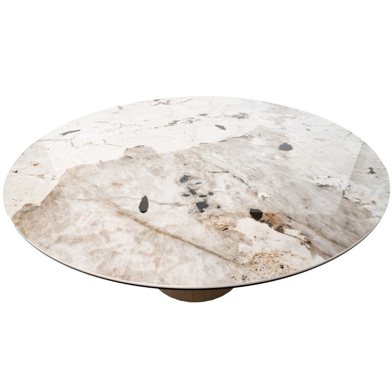 RICCARDO Dining Table with ceramic top   Nature Tundra marble/ Antique Bronze