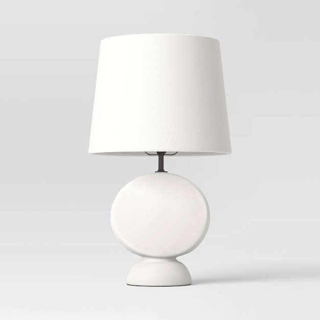 Ceramic Geo Table Lamp With Tapered Shade Off white includes Led Light Bulb