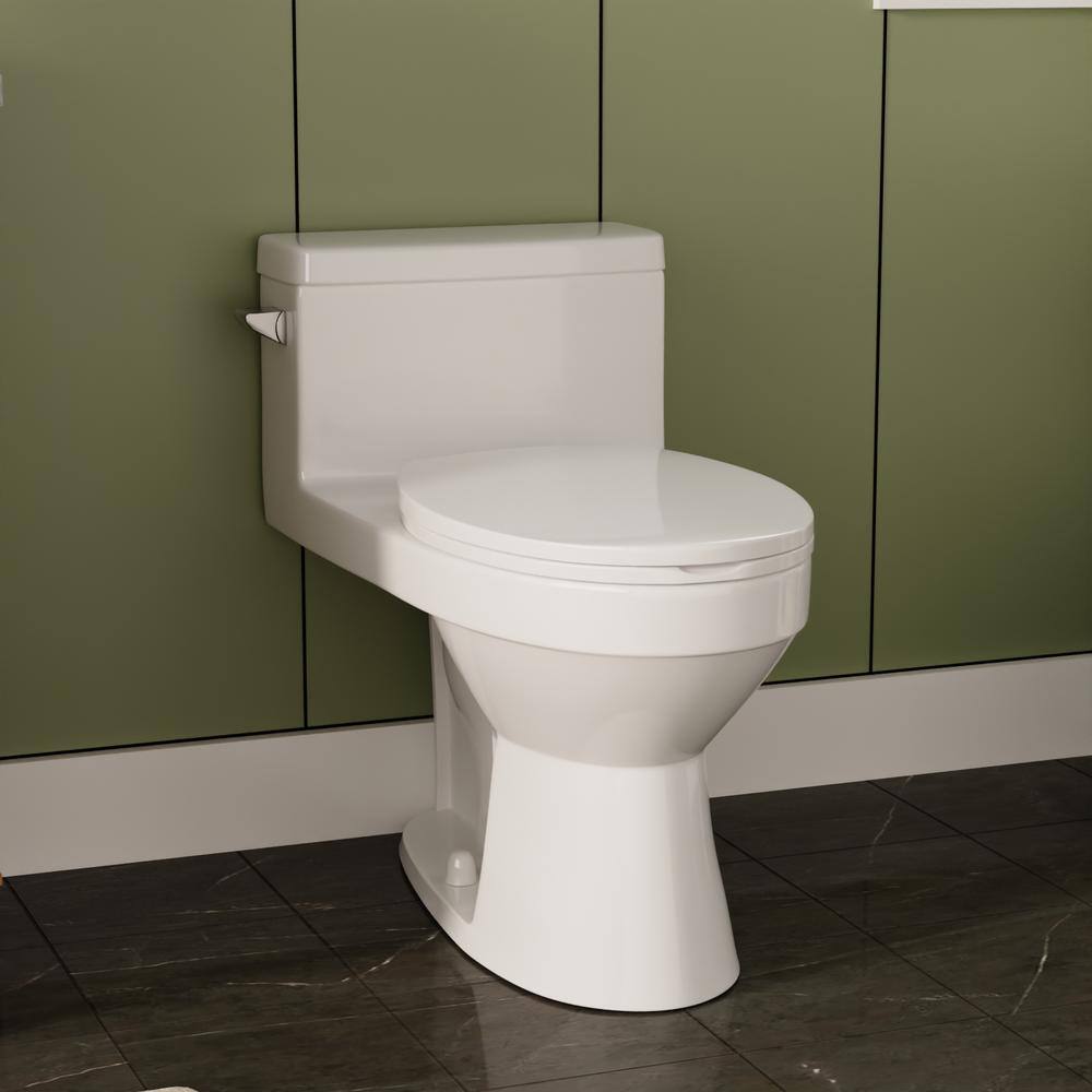 DEERVALLEY DeerValley 12 in. Rough in Size 1-Piece 1.28 GPF Single Flush Elongated Toilet in. White Seat Included DV-1F52627