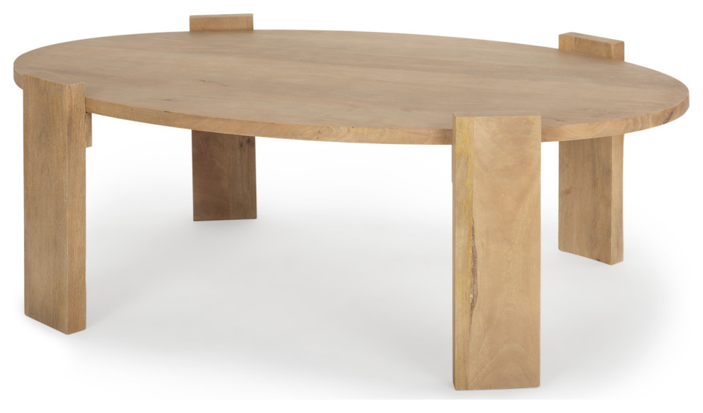 Evelyn Light Brown Solid Wood Oval Coffee Table   Modern   Coffee Tables   by Mercana  Houzz