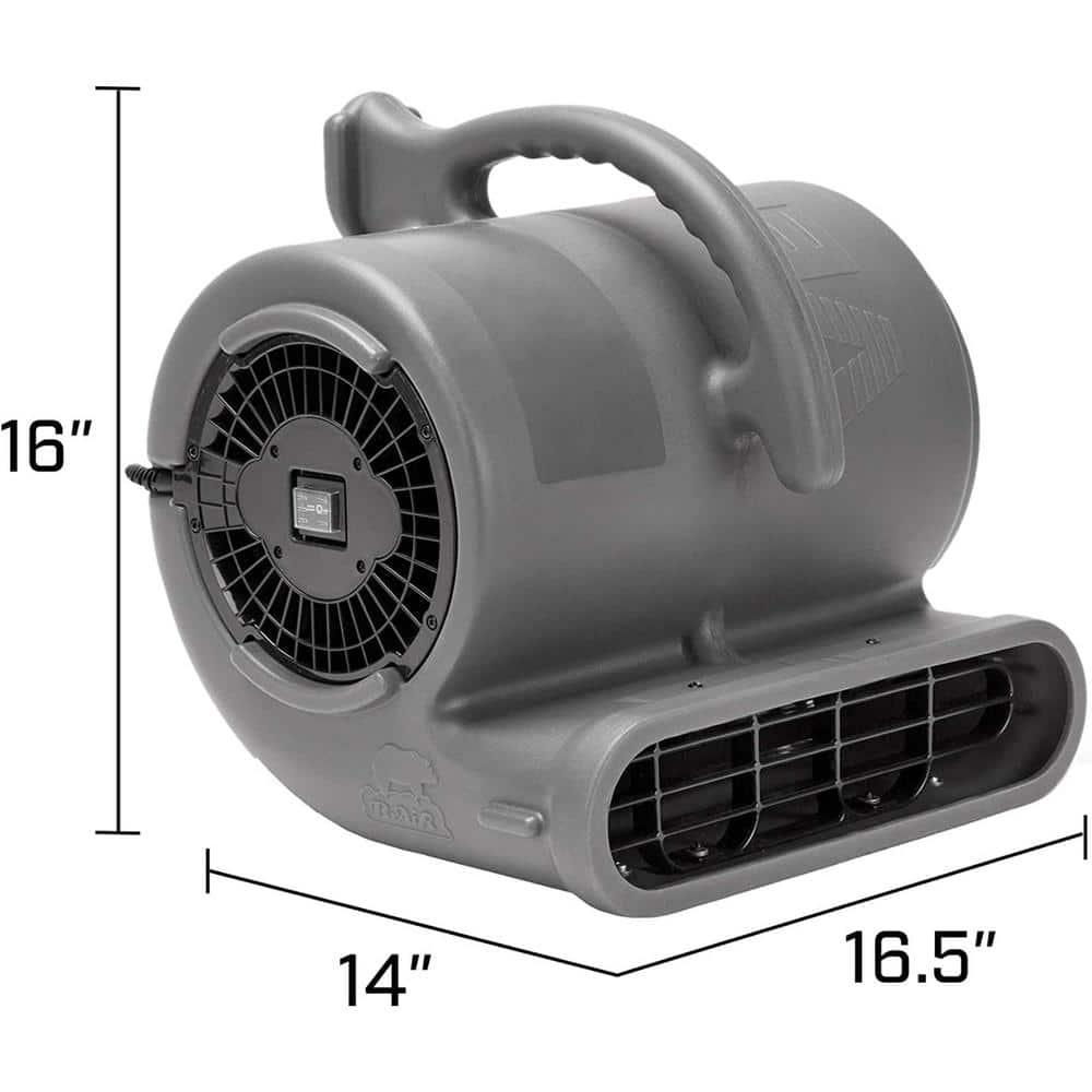 BAir 12 HP Air Mover for Janitorial Water Damage Restoration Stackable Carpet Dryer Floor Blower Fan in Grey