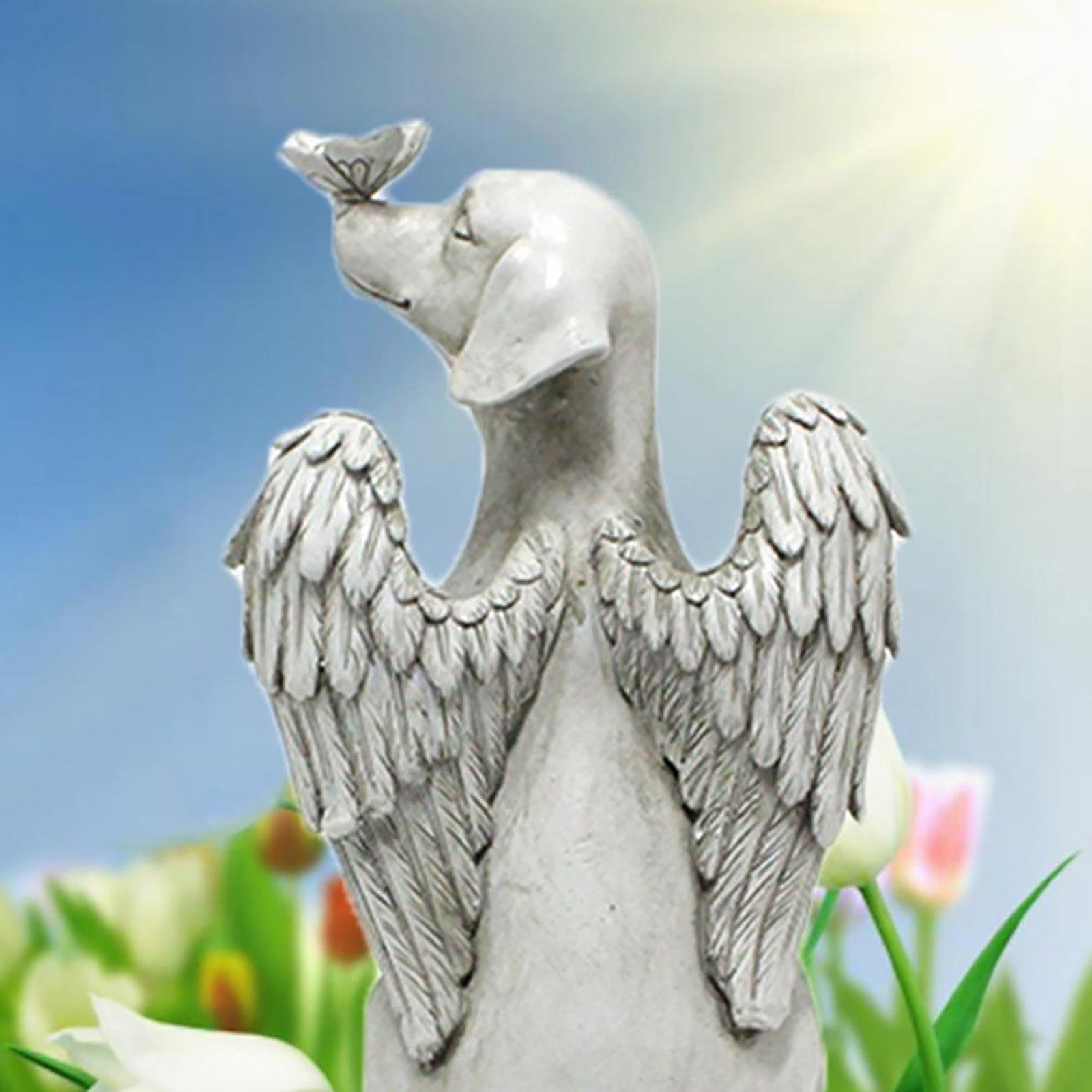 PoypyozzZ Resin Angel Dog Statue Model Yard Garden Art Ornament Sculpture Artificial Decoration