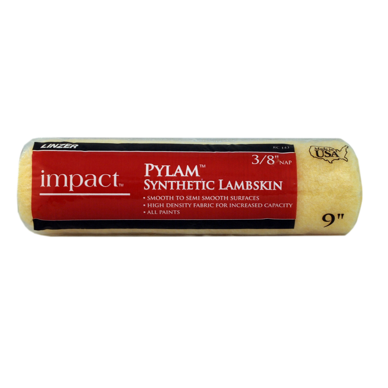 Linzer Impact Pylam Synthetic Lambskin 9 in. W X 3/8 in. Regular Paint Roller Cover 1 pk