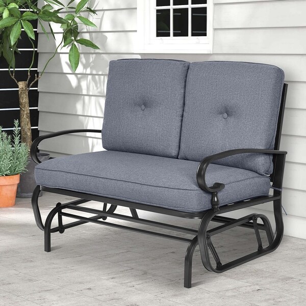 Costway 2Person Outdoor Swing Glider Chair Bench Loveseat Cushioned