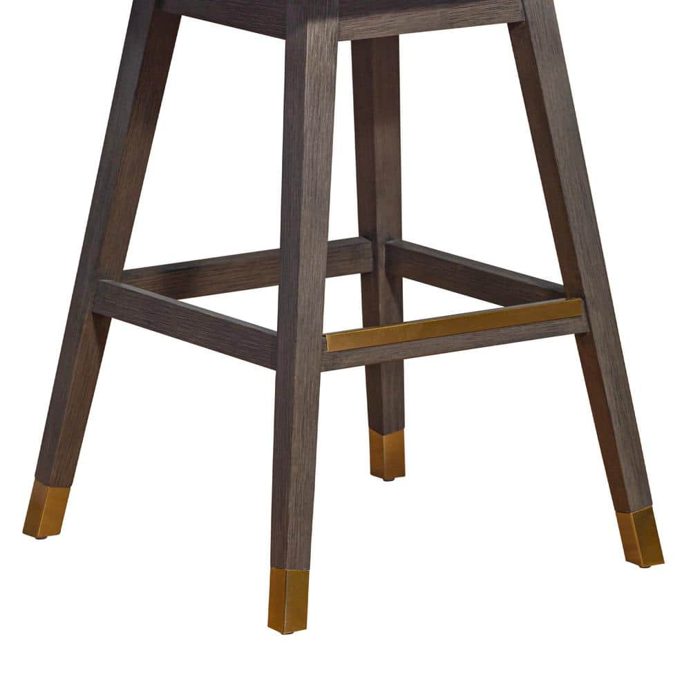 Armen Living Amalie 41.5 in. Grey Oak Swivel Bar Stool with Mocha Fabric Seat 840254332065