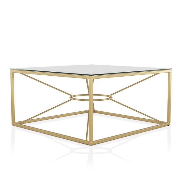 Furniture of America Taylan Gold Coated Steel and Glass Coffee Table