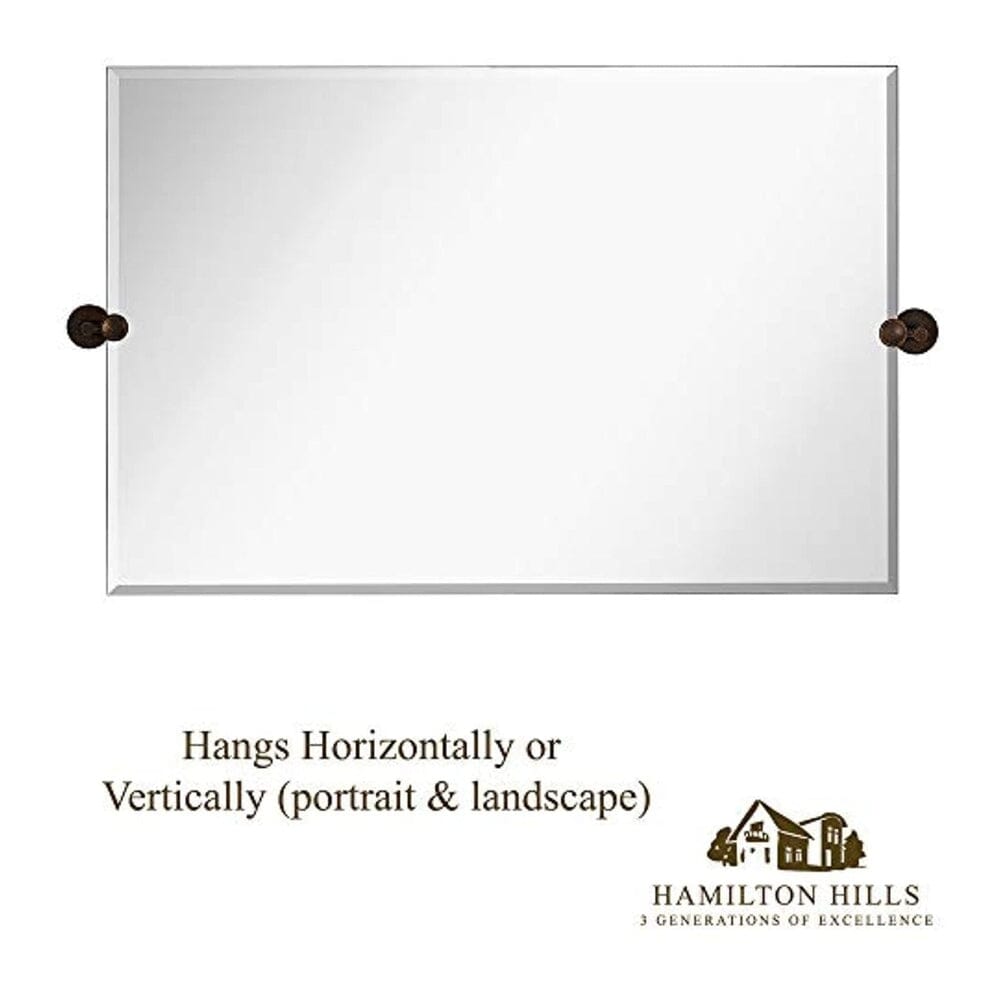 Large Pivot Rectangle Mirror with Oil Rubbed Bronze Wall Anchors 20