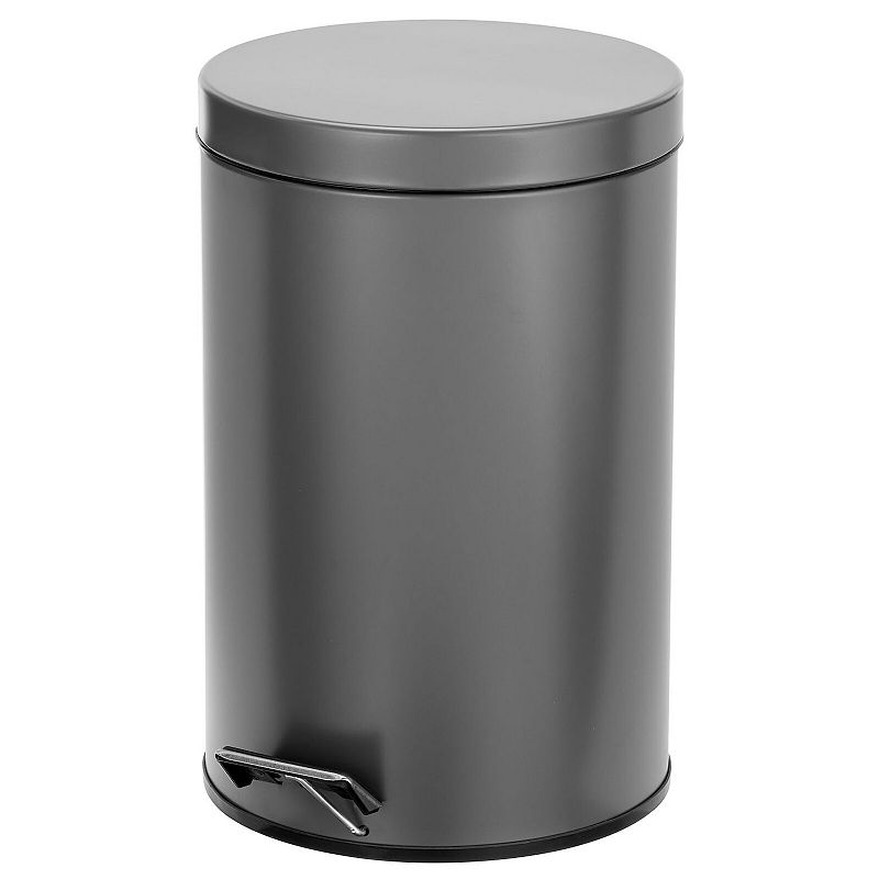 mDesign 12L Metal Round Step Garbage Trash Can with Removable Liner and Lid