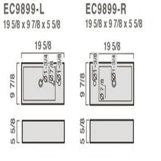 Elanti Wall-Mounted Left-Facing Rectangle Bathroom Sink in White EC9899-L