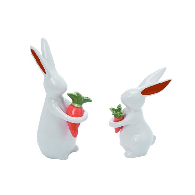 Transpac Ceramic 6 75 In Easter Bunny Set Of 2