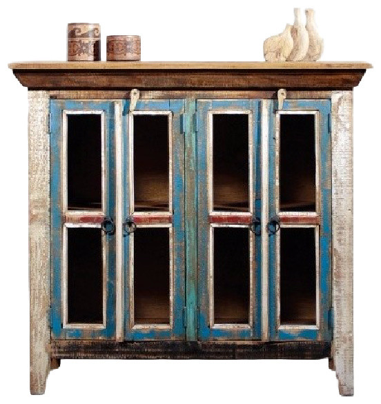 La Boca Distressed Wood Entry Way Cabinet   Beach Style   Accent Chests And Cabinets   by Crafters and Weavers  Houzz