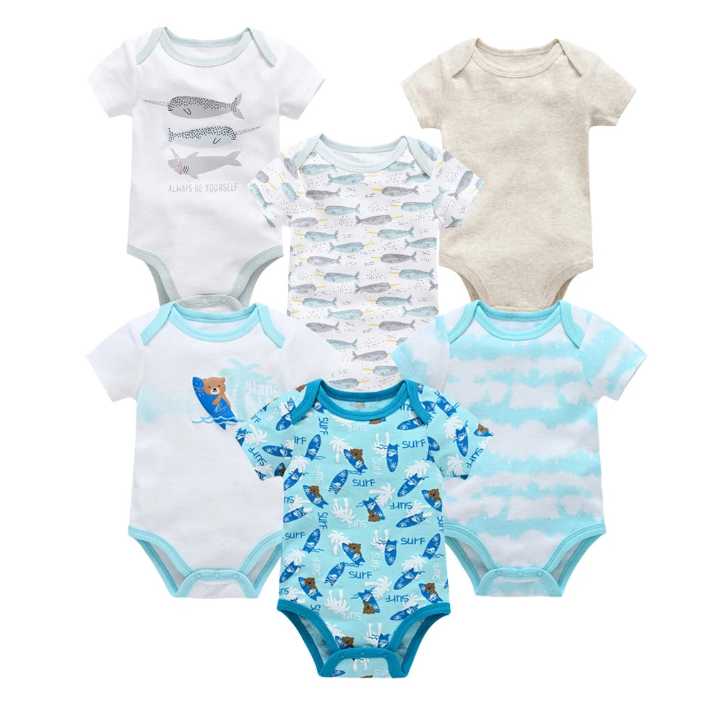 Kavkas Baby Girls Bodysuits 6 pcs/lot Summer Cotton Baby Clothes Short Sleeve Newborn body bebe 0-3 months Infant Clothing