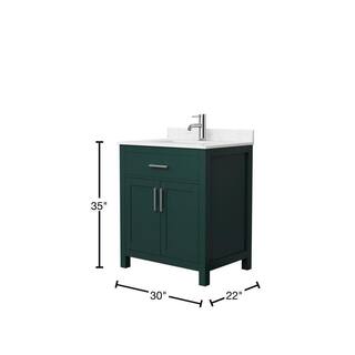 Wyndham Collection Beckett 30 in. W x 22 in. D x 35 in. H Single Sink Bathroom Vanity in Green with Carrara Cultured Marble Top WCG242430SGECCUNSMXX