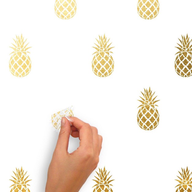 Pineapple Peel And Stick Wall Decal Gold Roommates