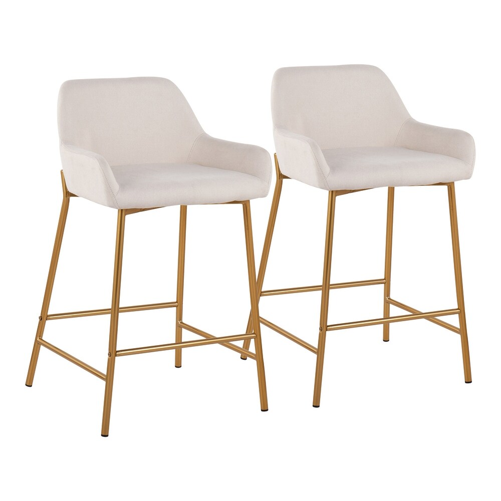 Silver Orchid Galotti Gold Fixed Height Upholstered Counter Stool   Set of 2