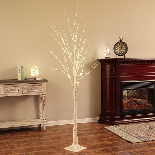 5.9' White Birch Tree Christmas Holiday Decoration with LED Lights