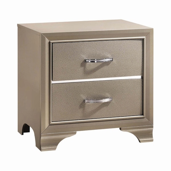 Ophelia Metallic Champagne 3-piece Bedroom Set with 2 Nightstands - - 35048691