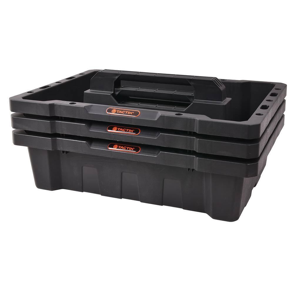 TACTIX 20.5 in. Black Plastic Tote Tray 320656