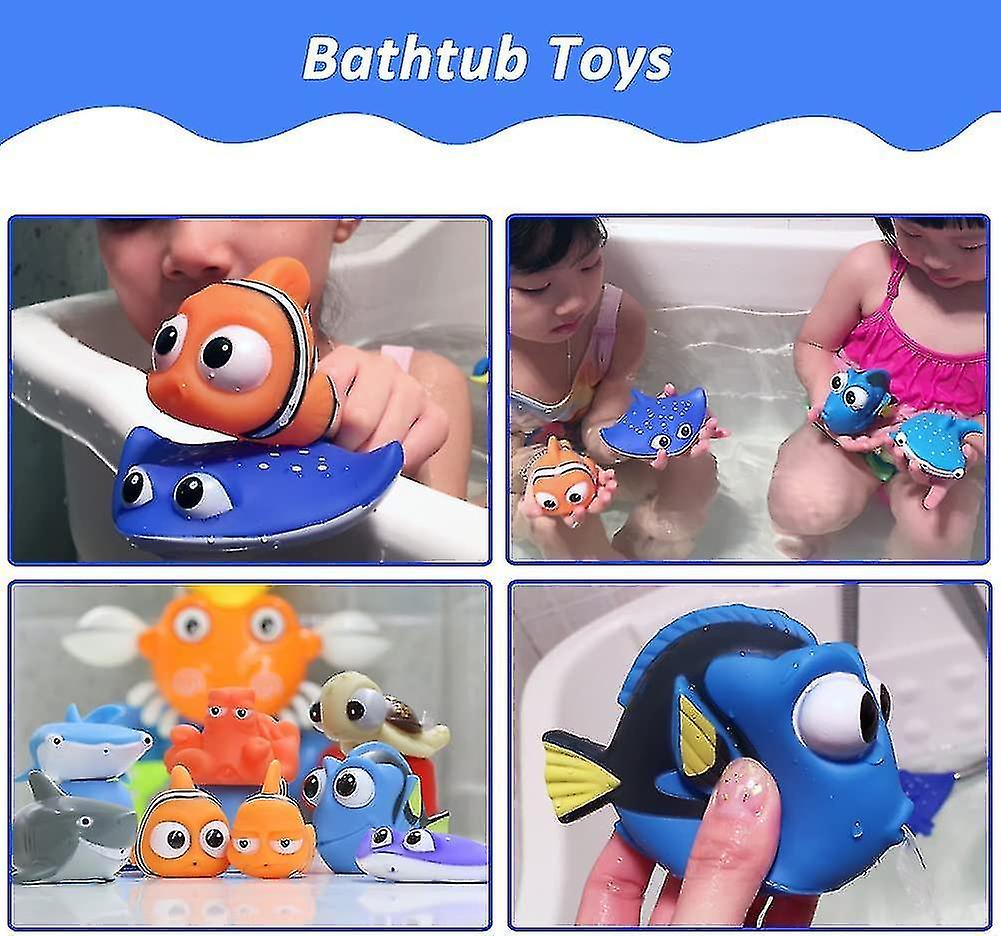 Baicccf 8pcs Finding Dory Nemo Bath Squirt Toys， Floating Sea Animals (shark Octopus Clownfish Turtl