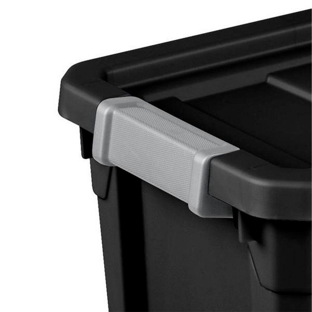 Sterilite 7.5 gal. Rugged Industrial Storage Totes with Latch Lid in Black (6-Pack) 6 x 14839006