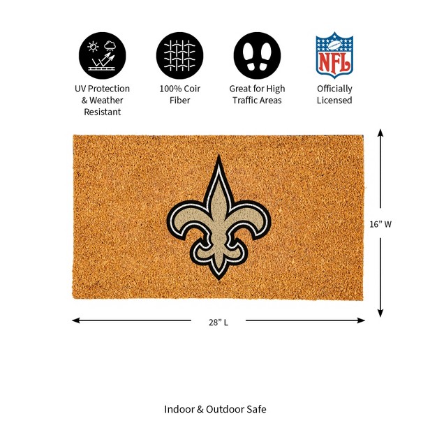 Evergreennflnew Orleans Saints Logo Natural Coir 28 X 16 Inches Indoor Outdoor Doormat