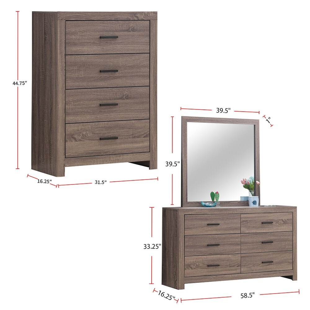 Wooden Eastern King Storage Bedroom Set in Barrel Oak