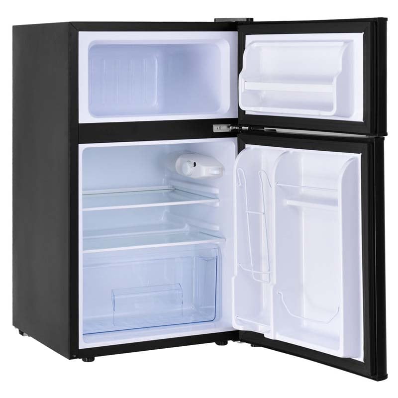 3.2 Cu.Ft 2-Door Compact Refrigerator Mini Freezer Cooler Fridge with Reversible Stainless Steel Door