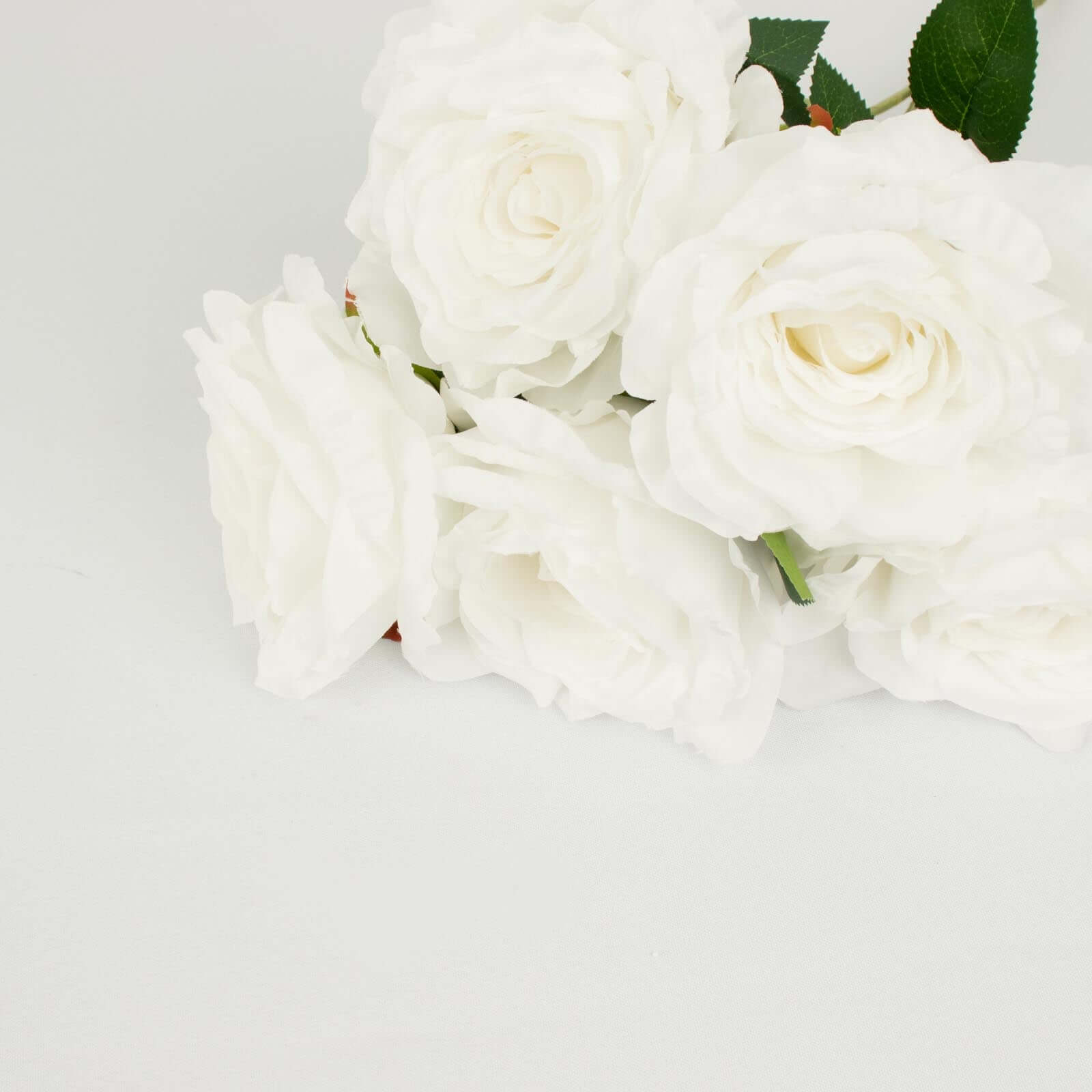 2 Bushes White Premium Silk Jumbo Rose Flower Bouquet, High Quality Artificial Wedding Floral Arrangements 17