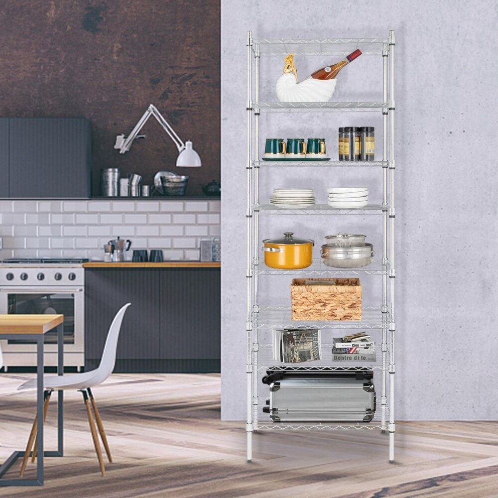 8 Tier Wire Shelving Unit  Steel Storage Rack for Office Kitchen