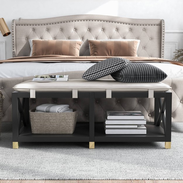 Silas Rectangle Storage Bench With Removable Cushion Mibasics