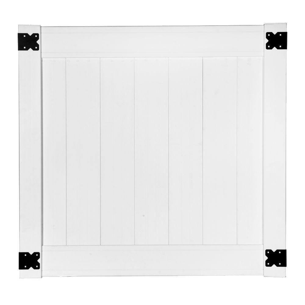 Veranda Pro Series 4 ft. W x 4 ft. H White Vinyl Woodbridge Privacy Fence Gate 144714