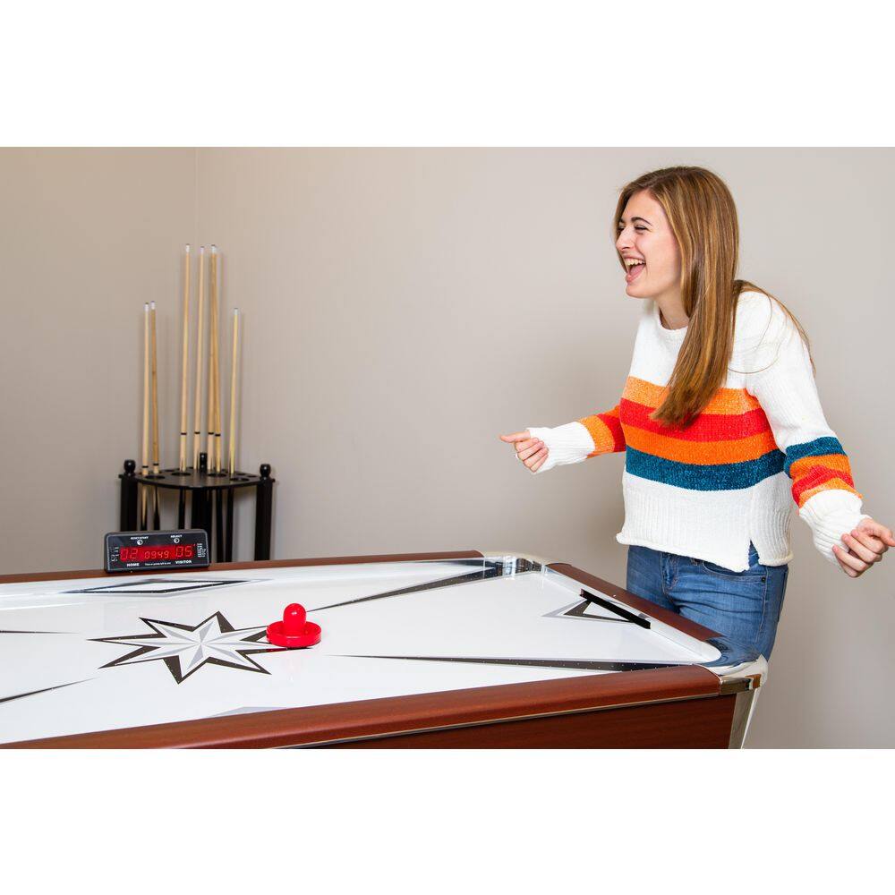 Hathaway Midtown 6 ft. Air Hockey Family Game Table w Electronic Scoring High-Powered Blower Strikers and Pucks BG1037