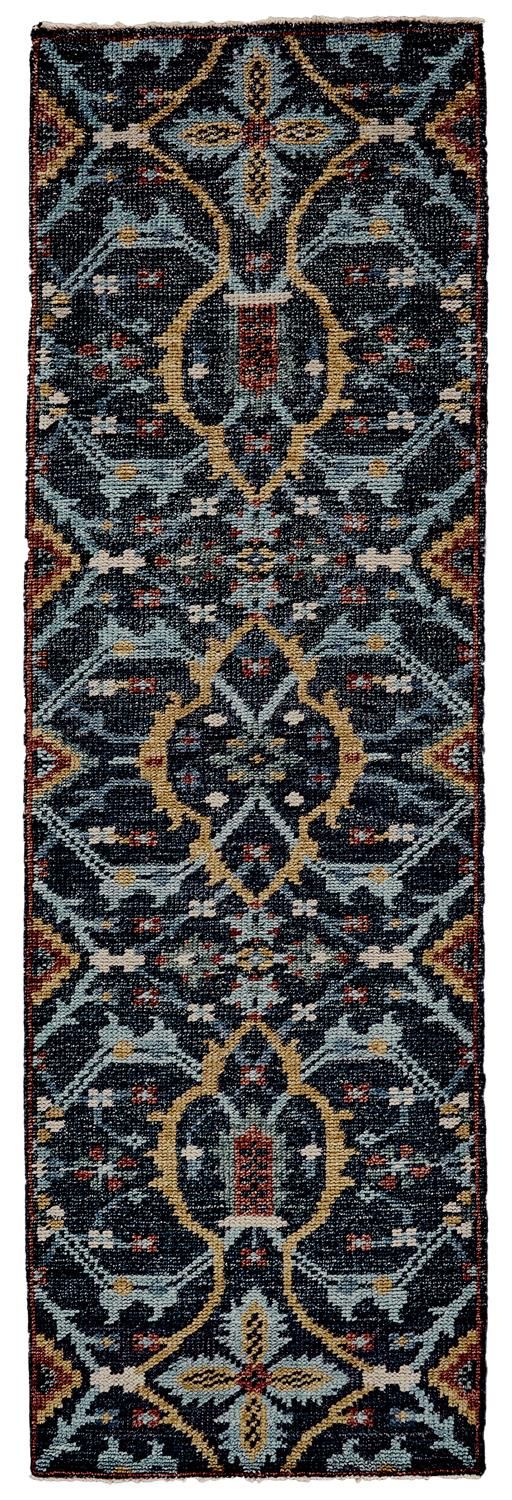 Bashyr Hand Knotted Blue and Gold Rug by BD Fine